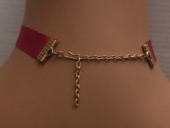 Pink Ribbon Gold Cross Gothic Choker, Filigree Cr… - image 5