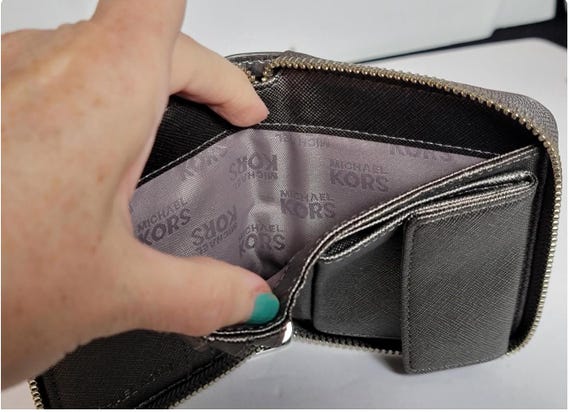 Michael Kors Silver Monogram Mini Zip Wallet — 3.… - image 4