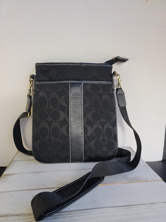 Authentic Black Coach Monogram Zip Crossbody | De… - image 6