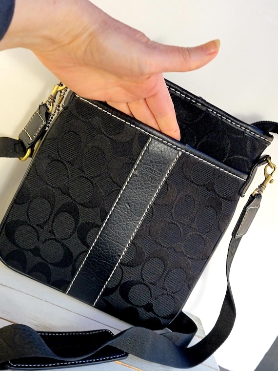 Authentic Black Coach Monogram Zip Crossbody | De… - image 5