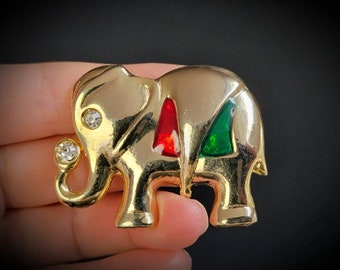 Gold Kristall Elefant Brosche, Elefant Valentinstag Schmuck, Kristall Tier Pin, Anstecknadel, Zoo Tier Pin, Geschenk für sie unter 20