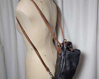 Valentina Leather Convertible Sling Bag Black And Brown VALENTINA Black BROWN Pebbled ITALIAN Leather SLING  main image 3