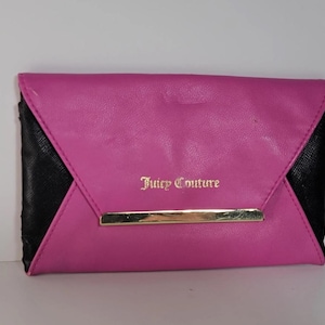 Grande trousse cosmetica rosa acceso e nera, astuccio per il trucco di lusso firmato