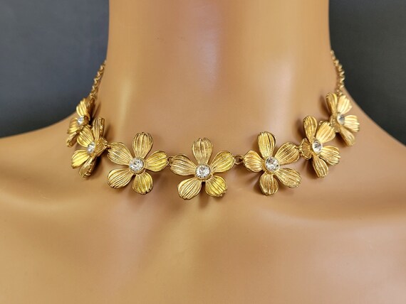 Gold wildflower jewelry necklace,  Daisy chain ne… - image 3