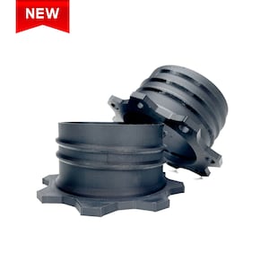May include: Two black, cylindrical components with a gear-like base and multiple circular ridges. One component is upright, while the other is tilted, revealing a similar design. A red banner in the top left corner reads "NEW".