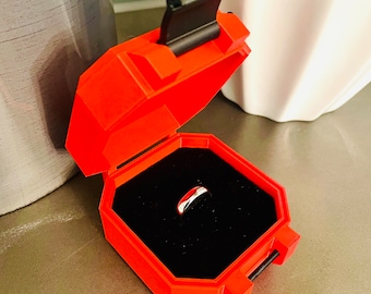 Personalized Wedding Ring Box, Ring Bearer Box, Slim Unique Ring Holder, Ring Box Proposal, Modern Rustic Wedding