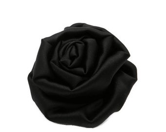 Broche fleur en satin noir, accessoires de sac à main, fleurs en satin, fleurs en organza, accessoires de robe