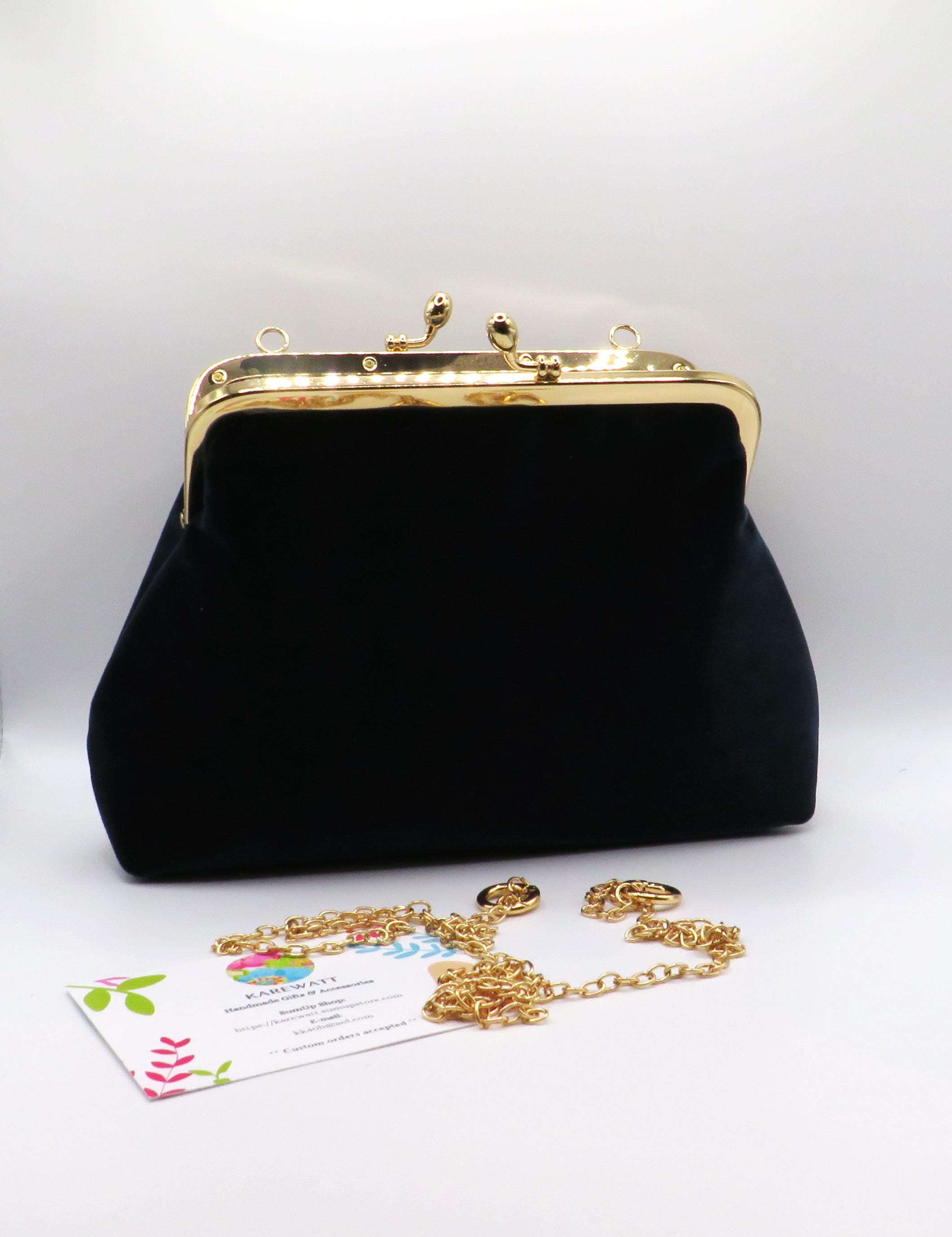 Pochette Femme En Velours Noir Avec Bandoulière - Style Sac De Jour - Occasion