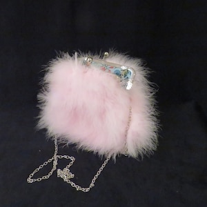 Federhandtasche, Marabou Federtasche komplett mit Rose und Hubble Baumwolle gefüttert, handgefertigt in Schottland