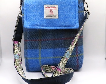Harris Tweed pure wool quality handcrafted Scottish heritage crossbody bag , traditional luxury Stylish bag handmade in Scotland