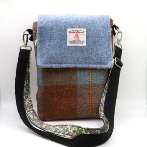 Harris tweed traditional heritage crossbody bag , quality pure wool handwoven bag with adjustable strap