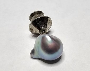 Unique Vintage Blue Baroque Pearl Tie Tack (24-1157)