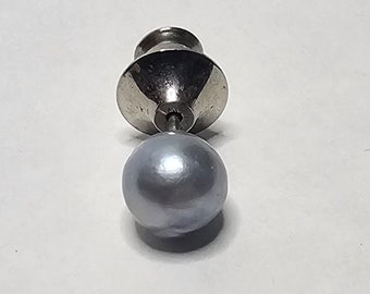 Vintage 7mm Blue, Saltwater cultured Baroque Pearl Tie Tack (24-1155)