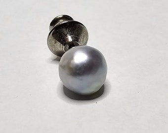 Pinces à cravate vintage en perles baroques bleues 8 mm, importées du Japon (24-1158)