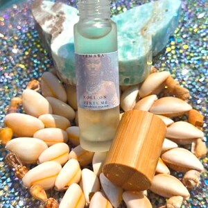 Yemaya Perfume Roll-On, Perfume Oil Roller, Infused Aquamarine and Mother of Pearl, Orisha Ritual Oil, Yemaya Conjure Oil, Offering Oil