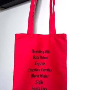 Bolso de mano de bruja de agua, Bruja de agua, bolso de mano de las brujas, bolso de mano de lona roja, bruja del mar, 13&quot;x15&quot;, agua de luna, sellos, frascos de hechizos, intención