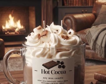 Vela de cera de soja con aroma a chocolate caliente - Estilo taza