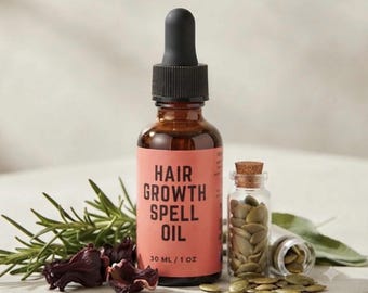 Hair Growth Spell Oil, Organic Root Stimulator, Clear Quartz Infused (30 ml)