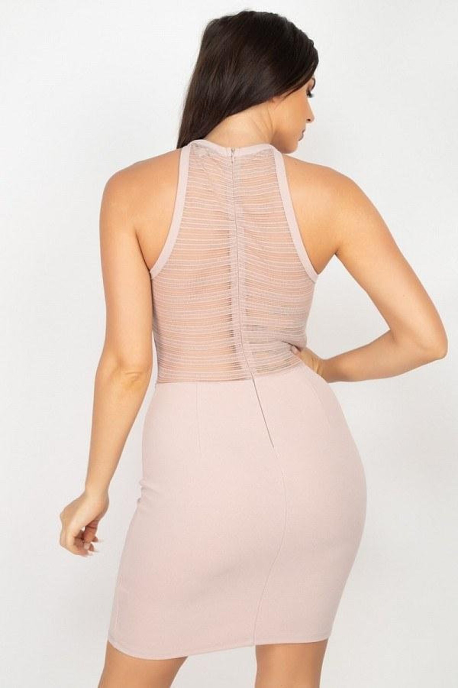 Rhinestone Trim Halter Dress Etsy