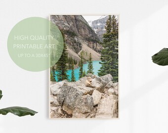 All the Rocks at Lake Moraine Print, Digital Download, Printable Art, Printable Wall Art, Nature Art Print, Digital Prints, Fine Art Print