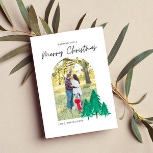 Wishing You A Merry Christmas Card Template, Holiday Photo Card, Canva Template