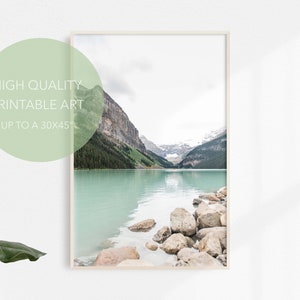 Summertime at Lake Louise Print, Digital Download, Printable Art, Printable Wall Art, Nature Art Print, Digital Prints, Fine Art Print