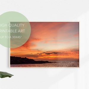 Sunset in Kona Hawaii Print, Digital Download, Printable Wall Art, Nature Art Print, Digital Prints, Fine Art Print