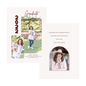 Aggie Graduation Announcement Template, Canva Template, Texas A&M Graduation Invitation, Editable Digital Download