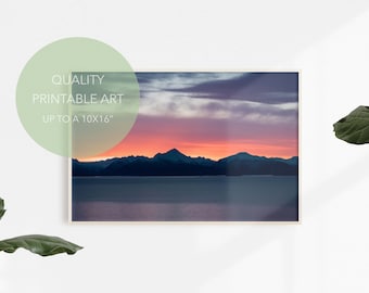 Homer Alaska Sunset Print, Digital Download, Printable Art, Printable Wall Art, Nature Art Print, Digital Prints, Fine Art Print