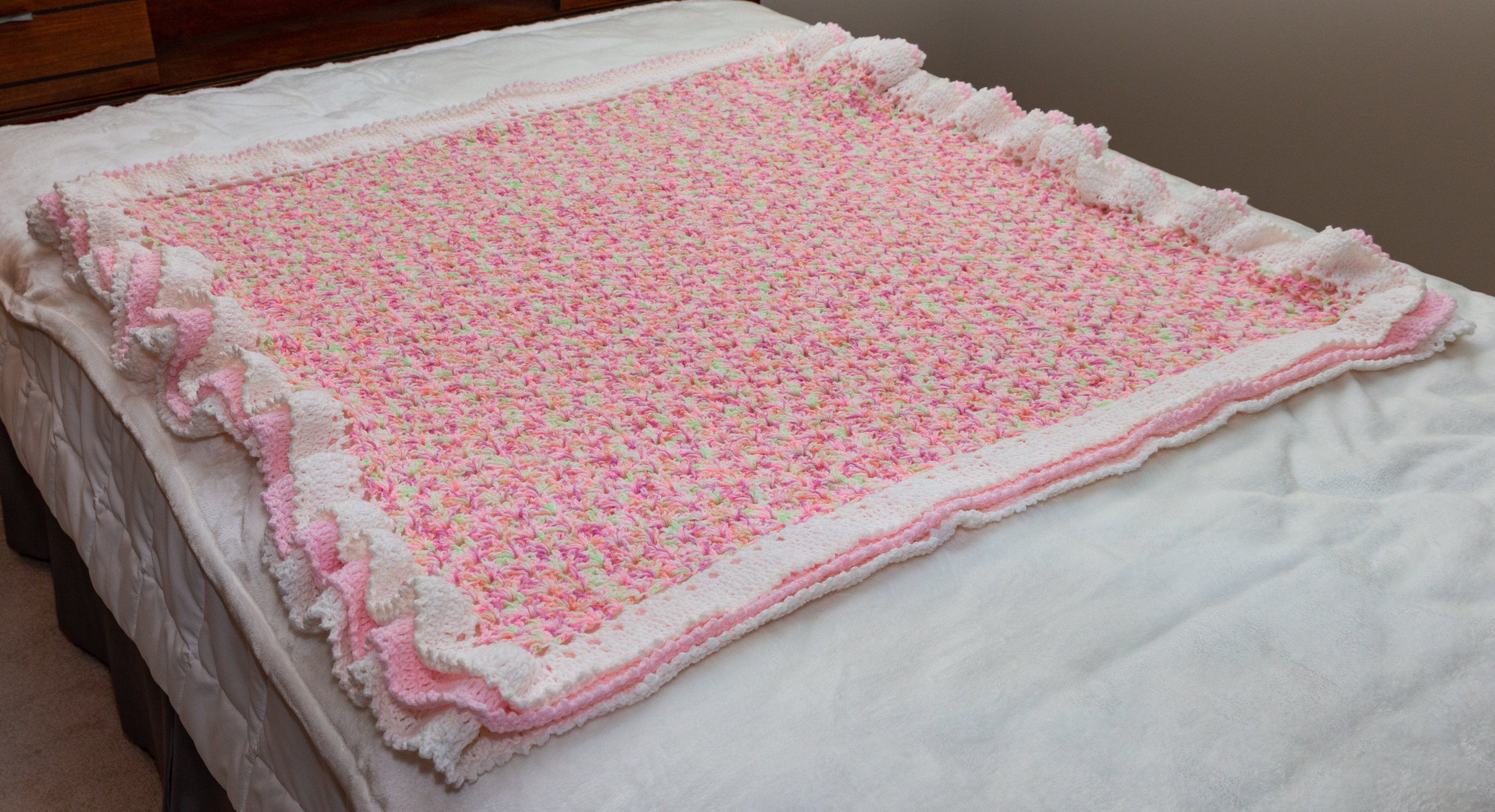 Hand Crocheted Baby Girl Afghan with Ruffles/MultiColored Etsy