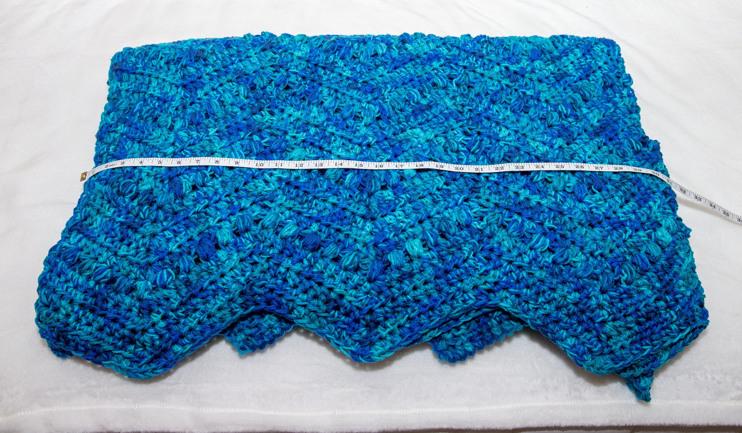 Puff Shell Ripple Afghan New Hand Crocheted Classic Ripple Design Afghan With Puff Stitch/extra ...