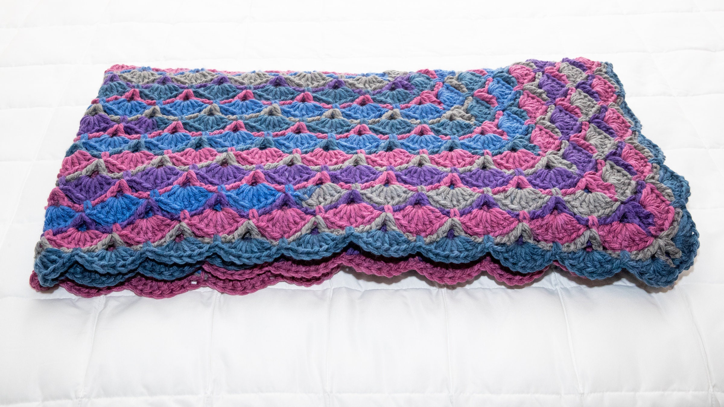 New Hand Crocheted Shell Stitch Afghan/l-62 X W-62 A83 - Etsy