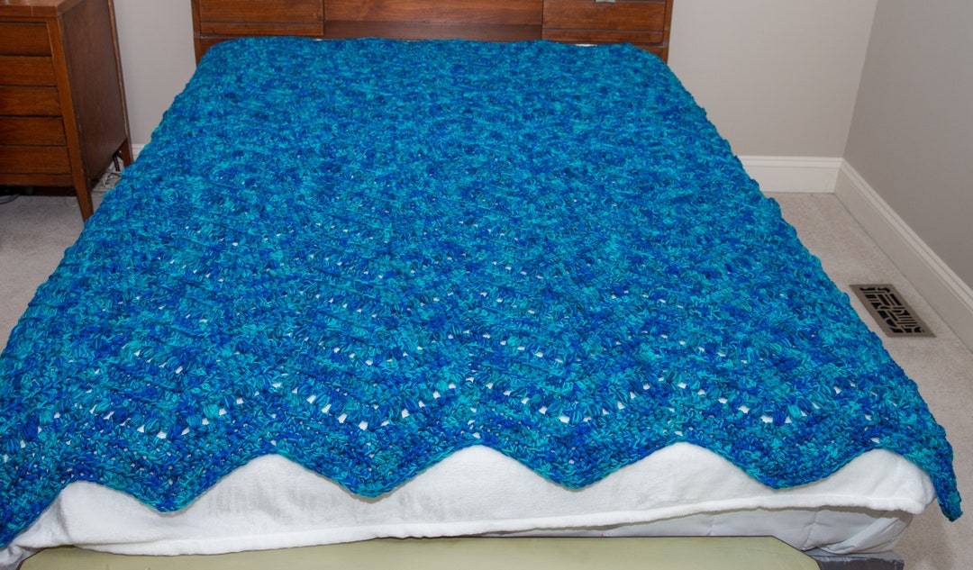 Puff Shell Ripple Afghan New Hand Crocheted Classic Ripple Design Afghan With Puff Stitch/extra ...
