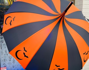 Orange Bat Moon Umbrella