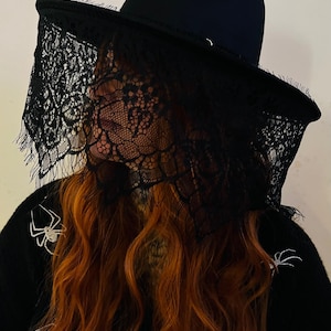 Vegan Felt Hat - Mourning Collection - Funeral Lace