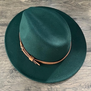 Fox & Fable - Sombrero vegano de fieltro de ala ancha - Esmeralda - Liso