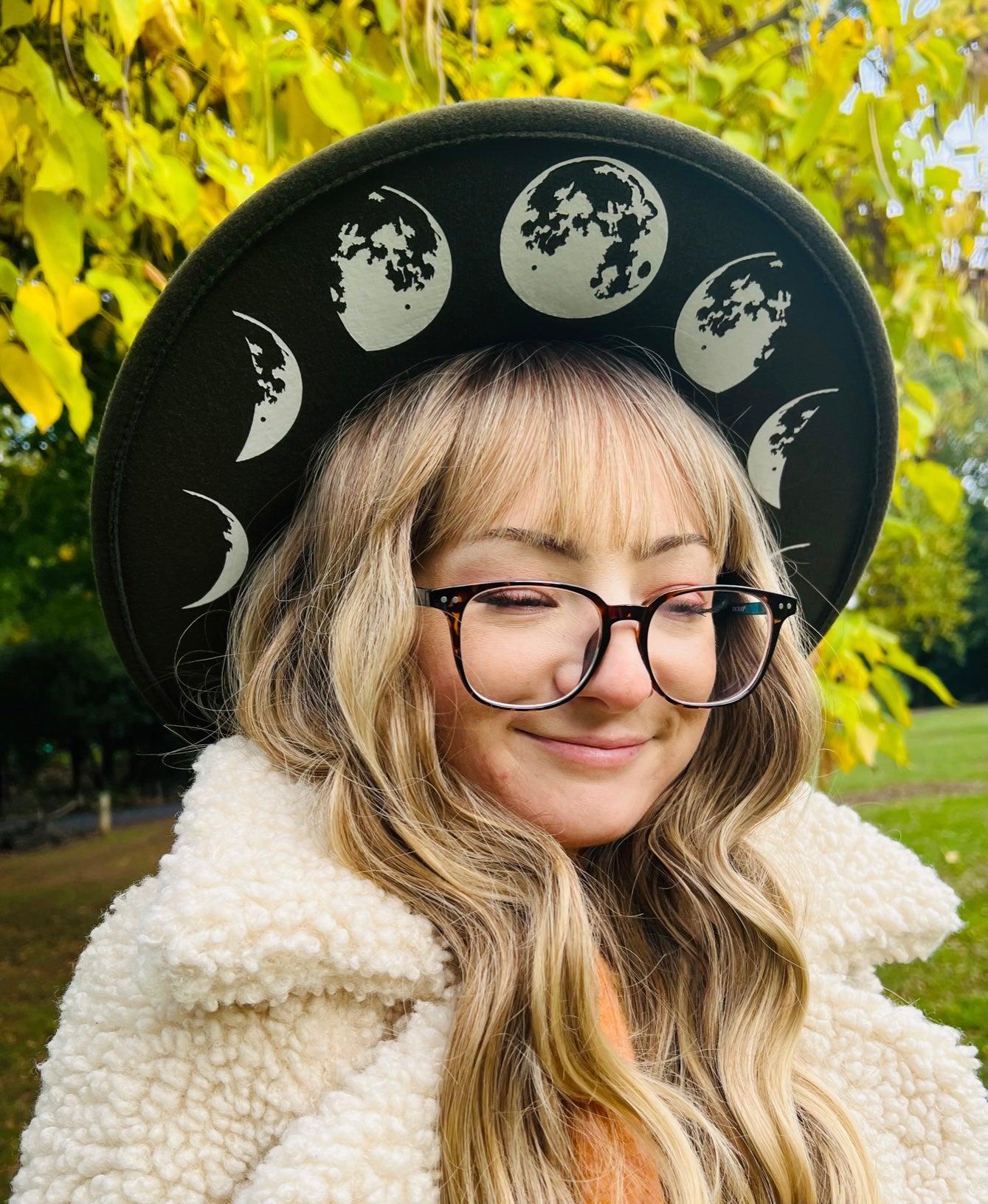 Vegan Felt Wide Brim Hat - Witch Boho Vintage Cottage Core Hat