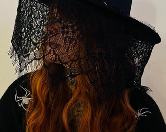 Vegan Felt Wide Brim Hat - XL Brim - Goth Witch Fedora Hat  display picture 1
