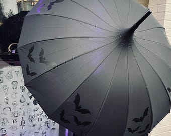 Flying Bats Umbrella - Black on Black