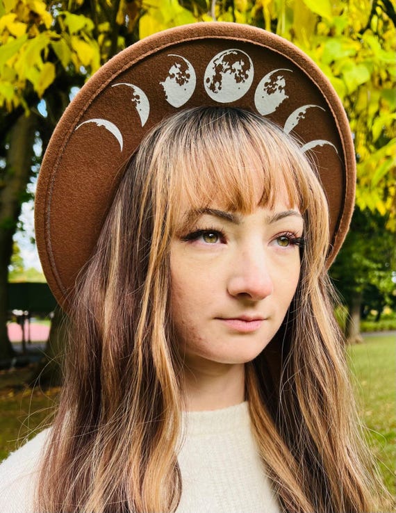 Vintage Wide Brim Hat Witch Vegan Felt Wide Brim Hat - Witch Boho Cottage Core Vintage  main image 3