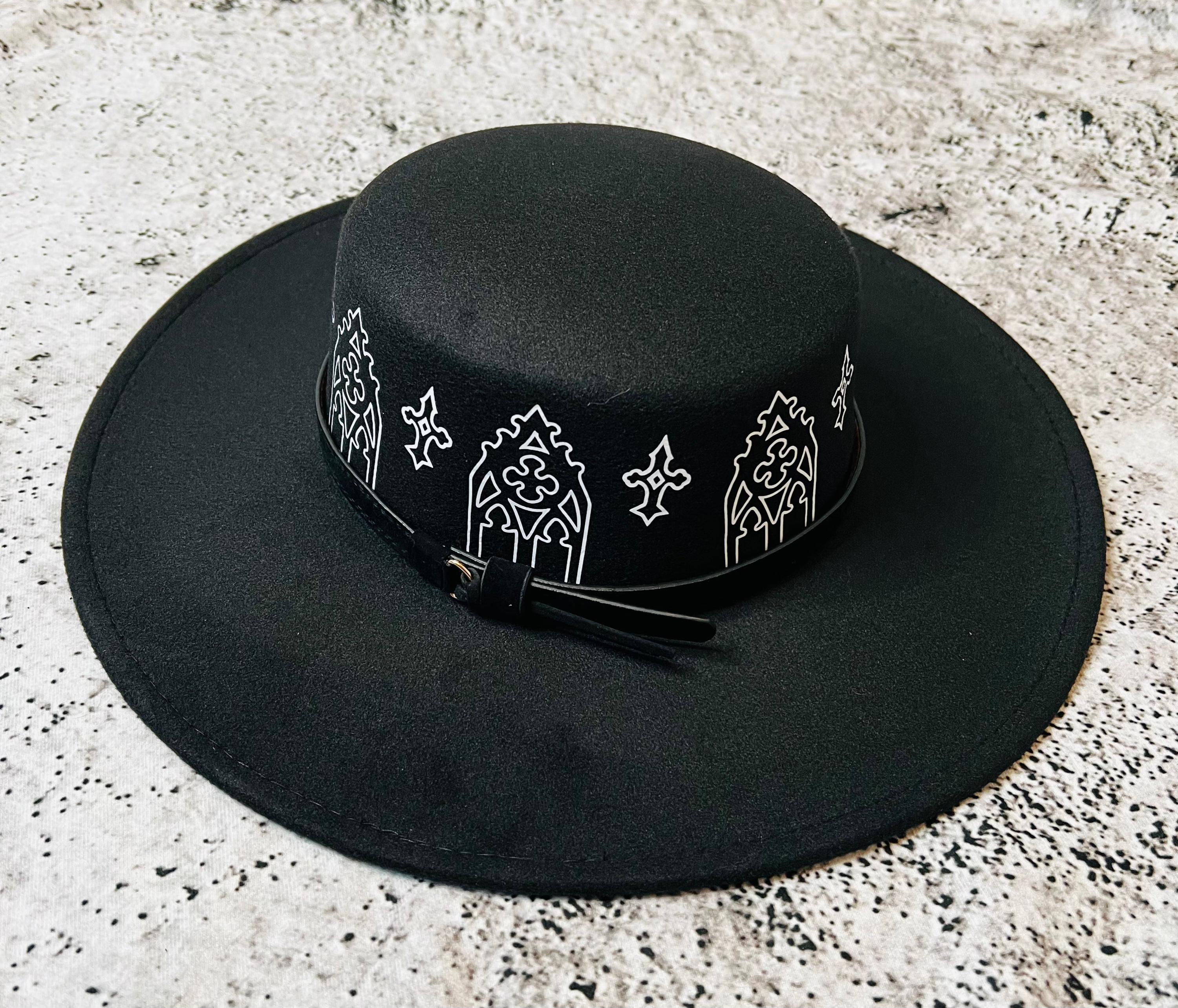 Vegan Felt Wide Brim Hat - Flat Top XL Brim - 
