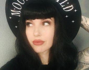 Cappello a tesa larga in feltro vegano - cappello fedora da strega gotica - tesa XL - Moon Child