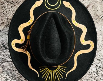 Vegan Felt Hat - XL Brim - Western Snakes