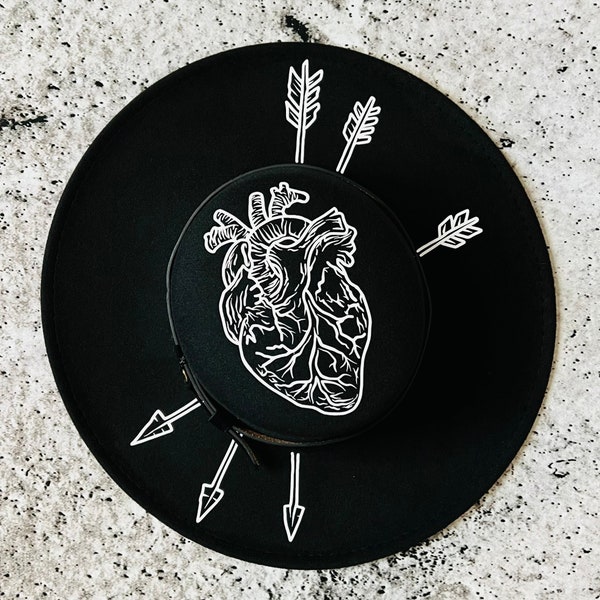 Goth Flat Top Wide Brim Hat Etsy