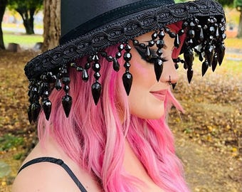 Vegan Felt Hat - Mourning Collection - Black Spiked