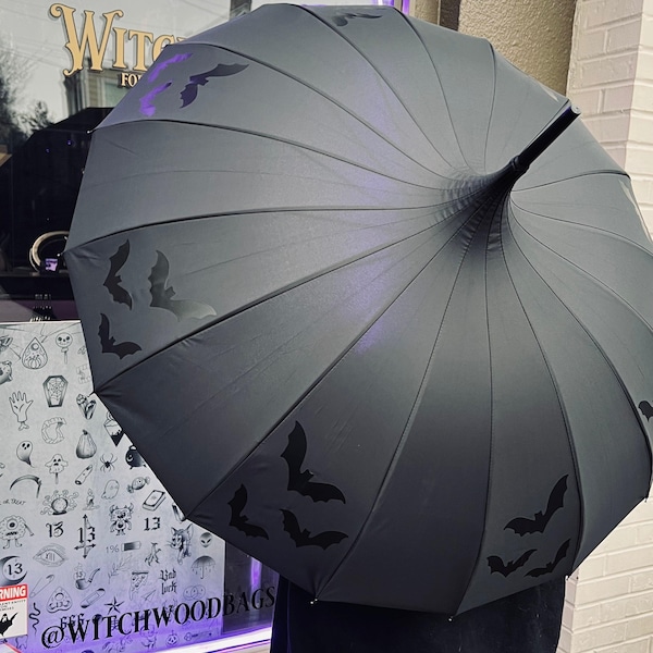 Flying Bats Umbrella - Black on Black