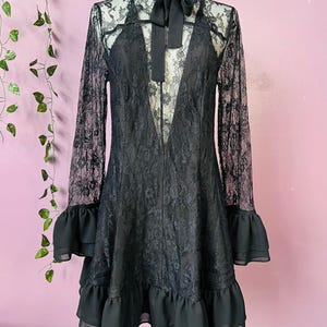Nightshade - Dark Romantic Floral Mini Babydoll Dress - READY TO SHIP image 5