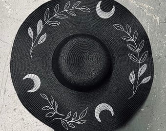 Floppy Sun Hat - XL Brim - Black/Charcoal Fern Moon