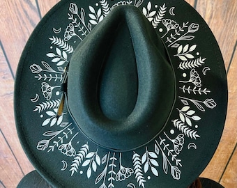 Vegan Felt Wide Brim Hat - Goth Witch Fedora Hat - XL Brim