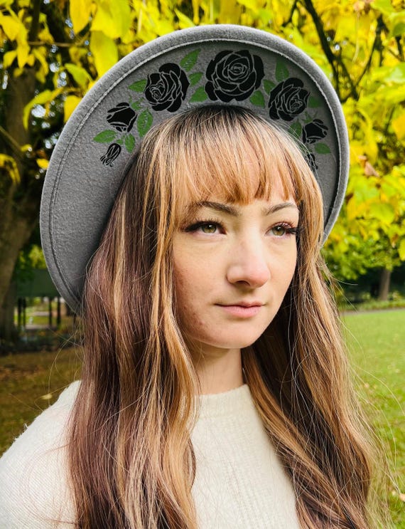 Vegan Felt Wide Brim Hat - Witch Boho Cottage Core Vintage  display picture 3
